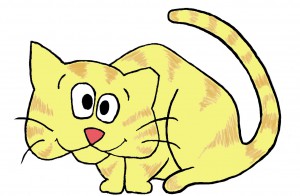 crouching cat yellow stripes blog